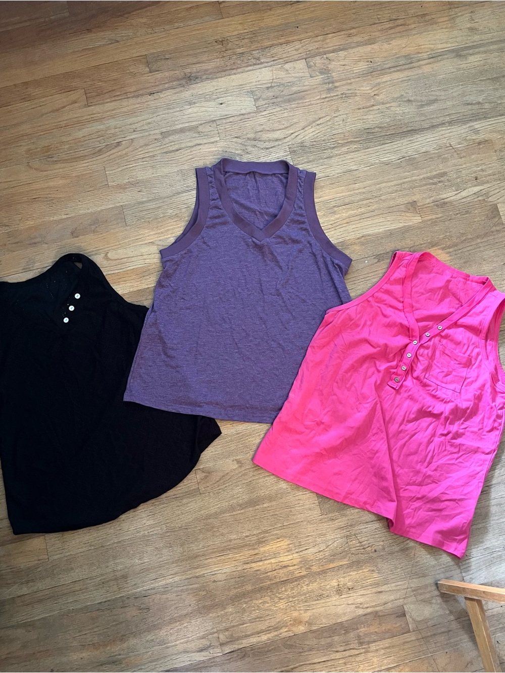 SHEIN Women's Pack: Black, Purple & Hot Pink Sleeveless Tanks